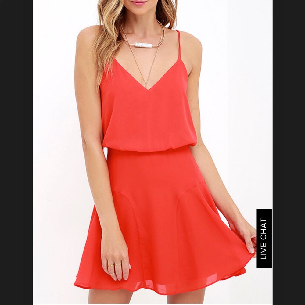 Lulus Wanna Bet Coral Dress